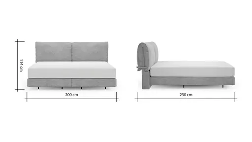 Boxspringbett Alpin - Liegefläche ca. 180x200 cm, Stoff, Graugrün