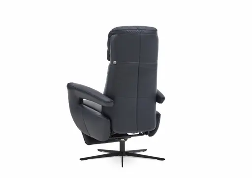 TV-Sessel - Größe M, Relaxfunktion, Kopfteil verstellbar, Leder, Dunkelblau