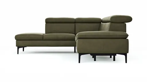 Ecksofa Felipa - Ecke links mit 2,5-Sitzer inkl. Armlehne verstellbar und Rückenlehne/Sitztiefe verstellbar (motorisch), Leder, Olive