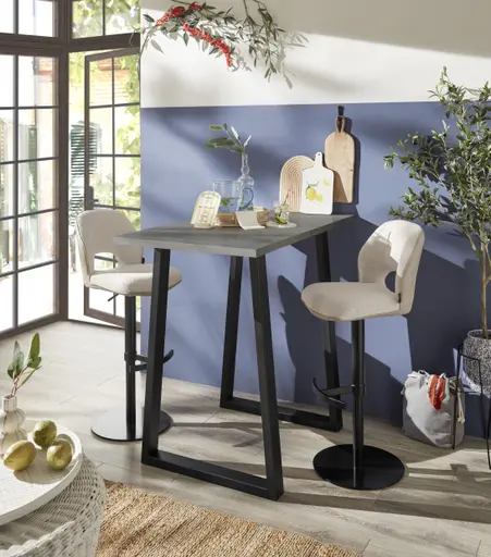 Barhocker MAILE - drehbar, höhenverstellbar, Stoff, Creme