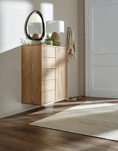 Kommode Williston - Wildeiche bianco, Front sandgestrahlt