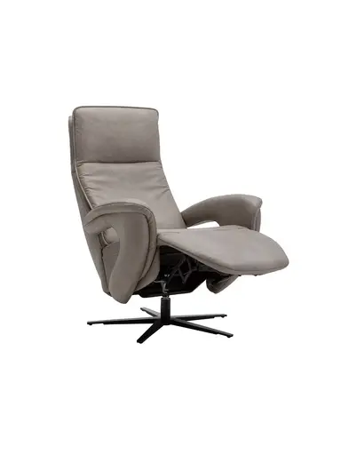 Sessel Tulsa Relax - Größe L, inkl. Maxirücken und Kopf-/Fußteil/Rückenlehne verstellbar, Leder, Graubeige