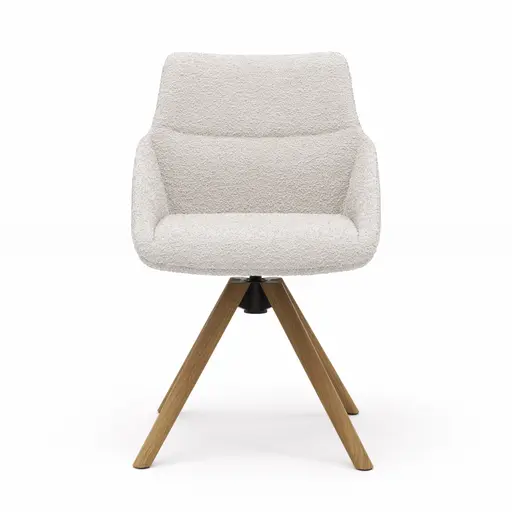 Stuhl Maluhia - mit niedriger Armlehne, drehbar, Stoff, Hellgrau