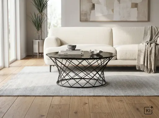 Couchtisch - Ø/H ca. 80x35 cm, Grau, Schwarz