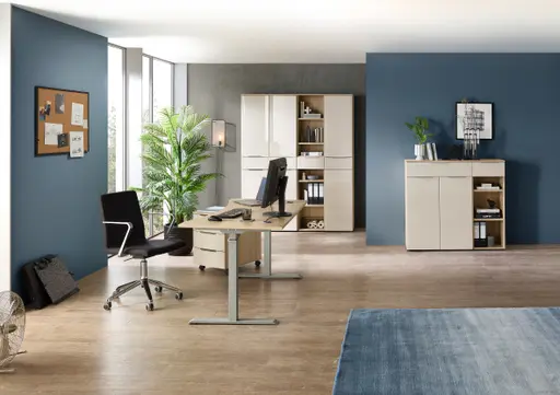 Rollcontainer - B ca. 45 cm, Riva Eiche Nachbildung, Kaschmir