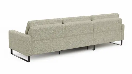 Ecksofa Valera - Longchair mit 3-Sitzer rechts inkl. Rückenlehne verstellbar und Relaxfunktion motorisch, Stoff, Limone