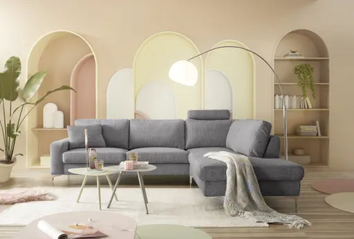 Ecksofa CALM 2.0 - 2,5-Sitzer mit Ecke rechts, Stoff, Steingrau