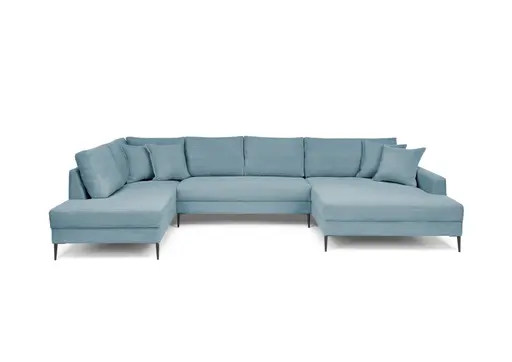 Wohnlandschaft - Ecke links, 2-Sitzer, Longchair rechts, Stoff, Petrol