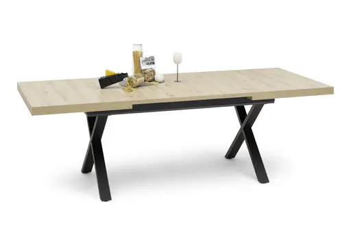 Esstisch - ausziehbar, LB ca. 200x100 cm, Asteiche, Schwarz