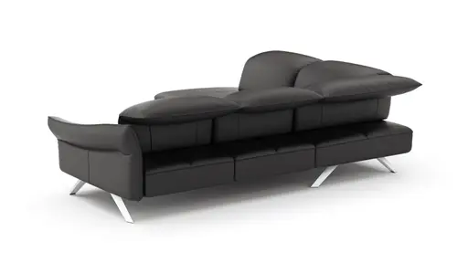 Ecksofa Bormio - Ecke links mit 2,5-Sitzer inklusive Kopfteilverstellung, Leder, Schwarz