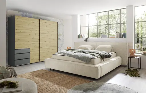 Polstergestell- Liegefläche ca. 180x200 cm, Stoff, Creme