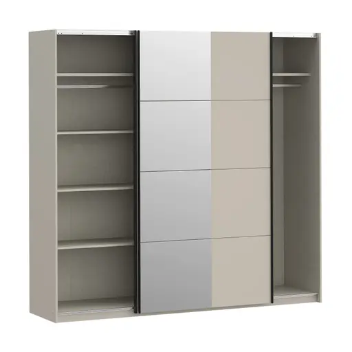 Schwebetürenschrank FRIESO- B ca. 220 cm, Sand, Spiegel