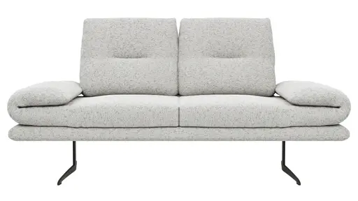 Sofa Lucero 2.0 - 2-Sitzer klein inkl. Drehsitz, Rollout-Armlehne und Sitztiefe verstellbar, Stoff, Offwhite
