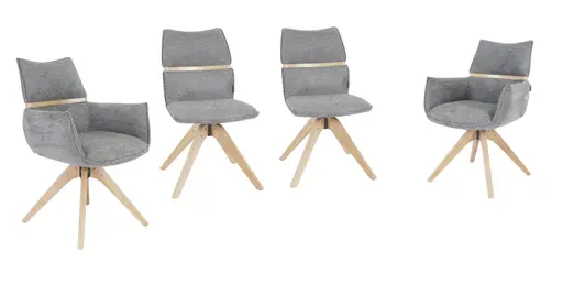 Armlehnstuhl MAROU - drehbar, Stoff, Graublau