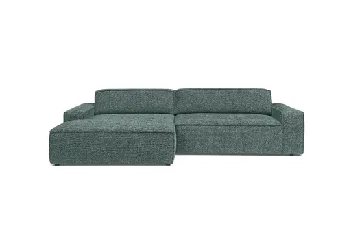 Ecksofa - Longchair links mit 2-Sitzer, Sitzvorzug motorisch, Stoff, Petrol