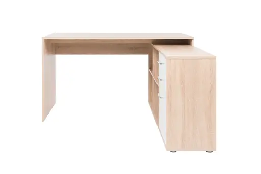 Schreibtisch- LB ca. 136x138 cm, Eiche Dekor, Weiß