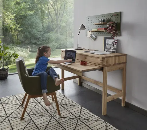 Homeoffice-Schreibtisch Cartago Soft - Wildeiche massiv, bianco geölt