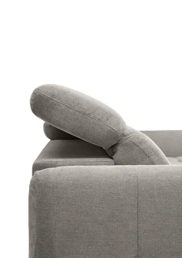 Ecksofa MADAN - 1,5-Sitzer mit Longchair rechts, Sitztiefe verstellbar motorisch, Kopfteil verstellbar, Stoff, Truffle