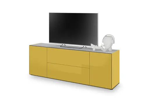 Lowboard - B ca. 181 cm, Goldgelb, Keramikoptik