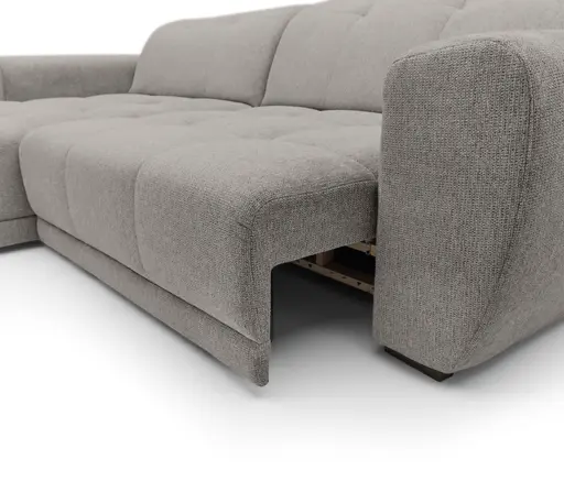 Ecksofa - Longchair links mit 2-Sitzer, Kopfteil verstellbar, Sitztiefe verstellbar motorisch, Stoff, Taupe