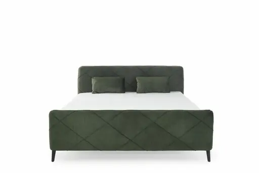 Boxspringbett JESSI- Liegefläche ca. 140x200 cm, Stoff, Dunkelgrün