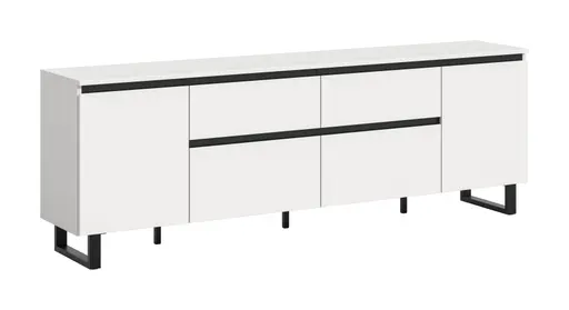 Lowboard - B ca. 188 cm, Weiß, Schwarz