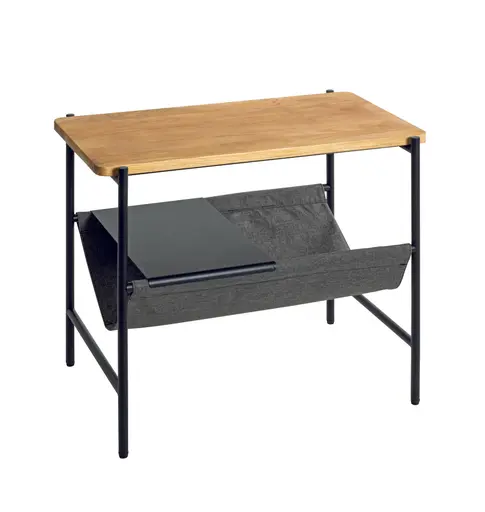 Beistelltisch - LB ca. 60x38 cm, Eiche massiv geölt, Schwarz