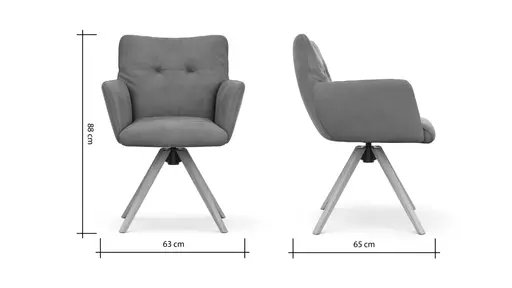 Armlehnstuhl Nashville - drehbar, Leder, Braun