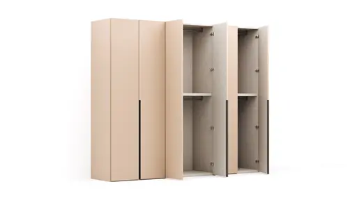 Drehtürenschrank Loretto - B ca. 280 cm, Lack matt, Sand