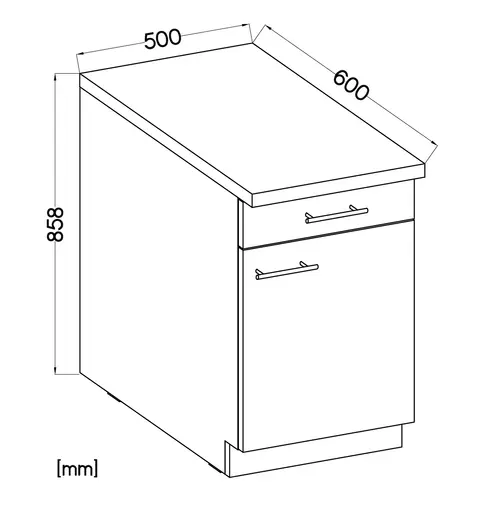 Unterschrank- B ca. 50 cm, Eiche Dekor, Kaschmir, Matt