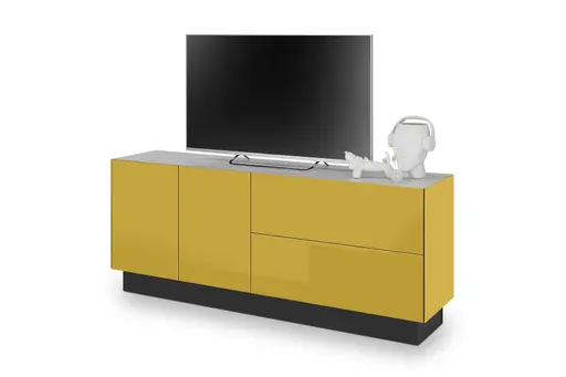 Lowboard - B ca. 181 cm, Goldgelb, Keramikoptik