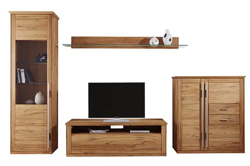 Wohnwand Faro Plus - BHT ca. 353x213x56 cm, Kernbuche massiv