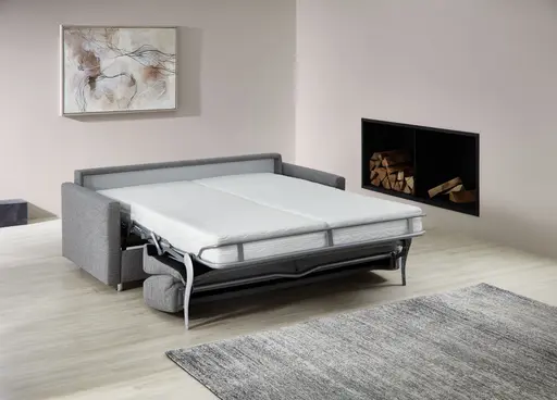 Sofa - 2-Sitzer mit Schlaffunktion, Stoff, Grau