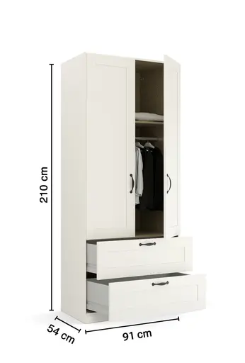 Drehtürenschrank ROMAN SPIN- B ca. 91 cm, Weiß, Landhausoptik