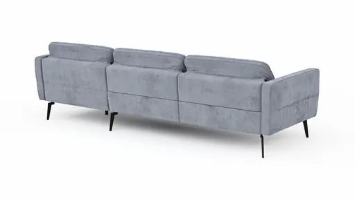 Ecksofa Estrela - 2,5-Sitzer mit Longchair rechts inkl. Rücken-/Armlehne/Sitztiefe verstellbar und Relaxfunktion (motorisch), Stoff, Grau