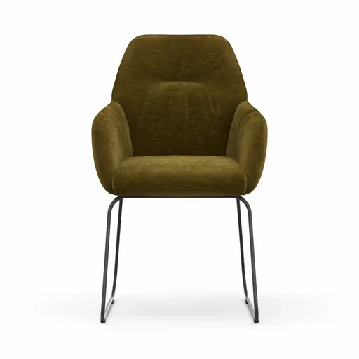 Armlehnstuhl Noli - Stoff, Olivgrün, Kufe