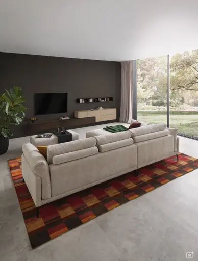 Ecksofa Cuneo Select - Longchair links mit 2,5-Sitzer, Stoff, Graubeige