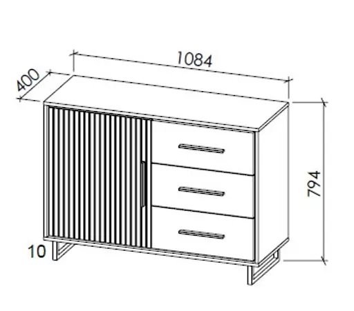 Kommode- Eiche Dekor, Schwarz
