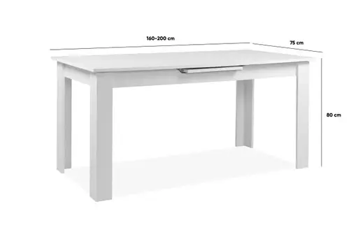 Esstisch - ausziehbar, LB ca. 160x80 cm, Weiß