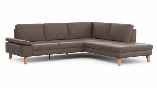 Ecksofa Houston - 2,5-Sitzer, Eckelement und 1-Sitzer mit Abschlussteil rechts,  inkl. Sitztiefenverstellung und Armlehne klappbar, Leder, Dunkelbraun