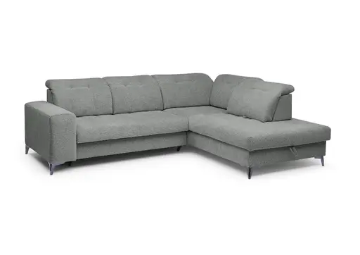 Ecksofa -2-Sitzer mit Ecke rechts, Kopfteil verstellbar, Sitztiefe verstellbar motorisch, Stoff, Anthrazit