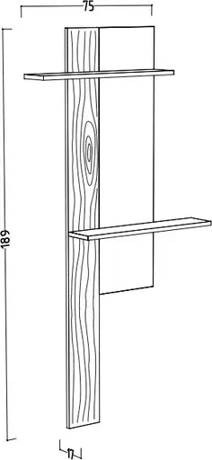 Wandboard - B ca. 75 cm, Anthrazit, Eiche massiv