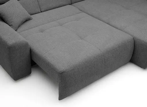 Ecksofa JYTTE - Sofa 2-sitzig mit Longchair rechts, Stoff, Grau