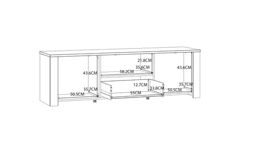 TV-Board FELLIAN- B ca. 166 cm, Weiß, Eiche Dekor