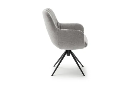 Armlehnstuhl Mis Legere - Boucle, Grau, Stativ, Anthrazit