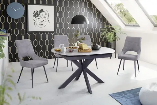 Esstisch MEGGIE - ausziehbar, LB ca. 130x100 cm, Keramik, Grau