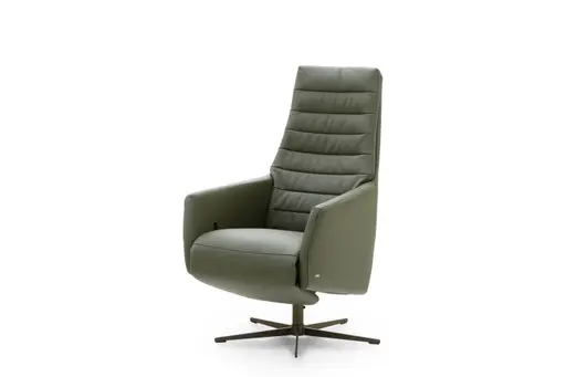 Relaxsessel Leopold - Größe L, inkl. Relaxfunktion, Leder, Olive