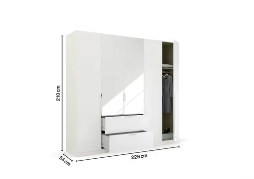 Drehtürenschrank RAGONA SPIN- B ca. 226 cm, Weiß, Weiß Hochglanz