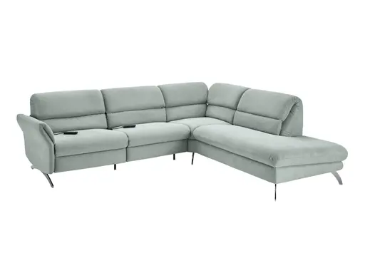 Ecksofa - 3-Sitzer mit Ecke rechts, Rückenlehne verstellbar, Stoff, Salbei