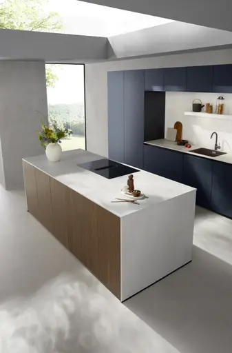 Inselküche 51.230 CO 1V2 525, Rillenoptik Eiche dunkel